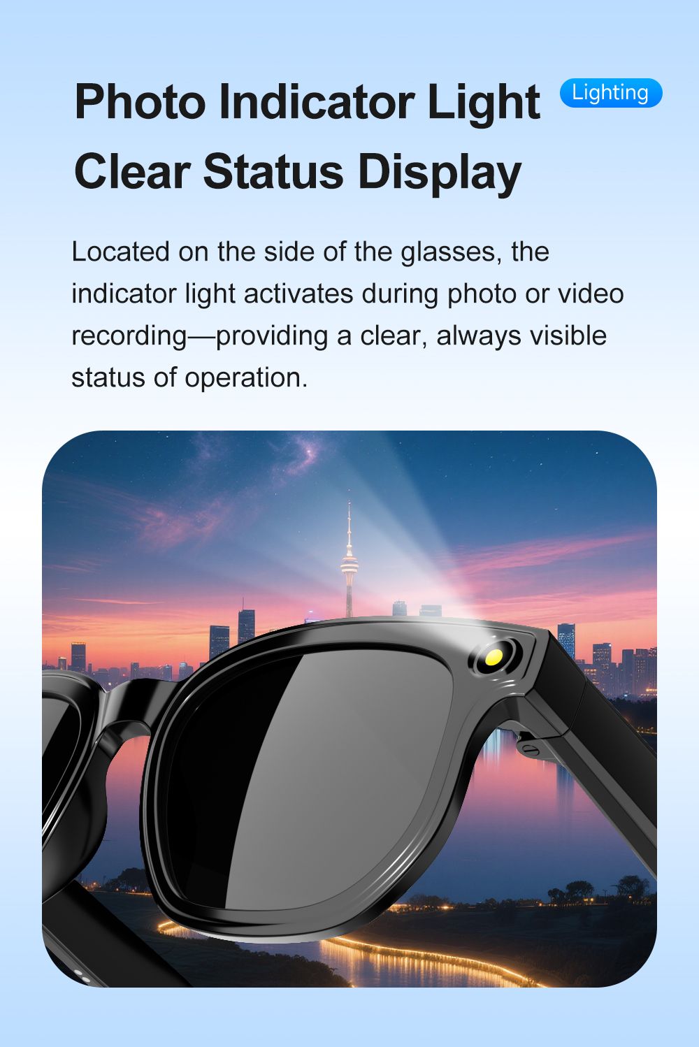 Dth03 AI Smart Sunglasses, UV400 Protection Bluetooth Call Audio Glasses,black