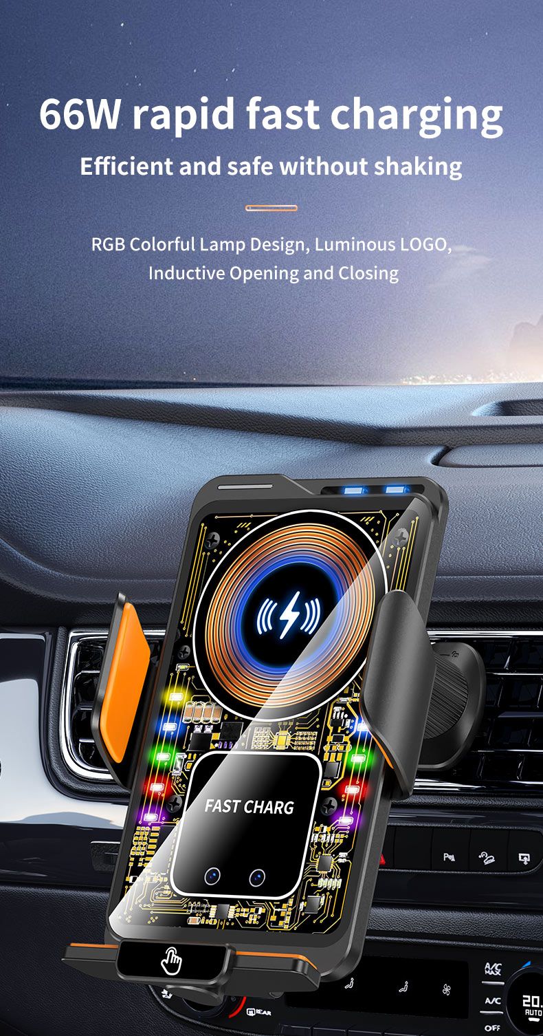 F1 Fast Wireless Car Charger Auto Sensor Phone Mount Holder,black