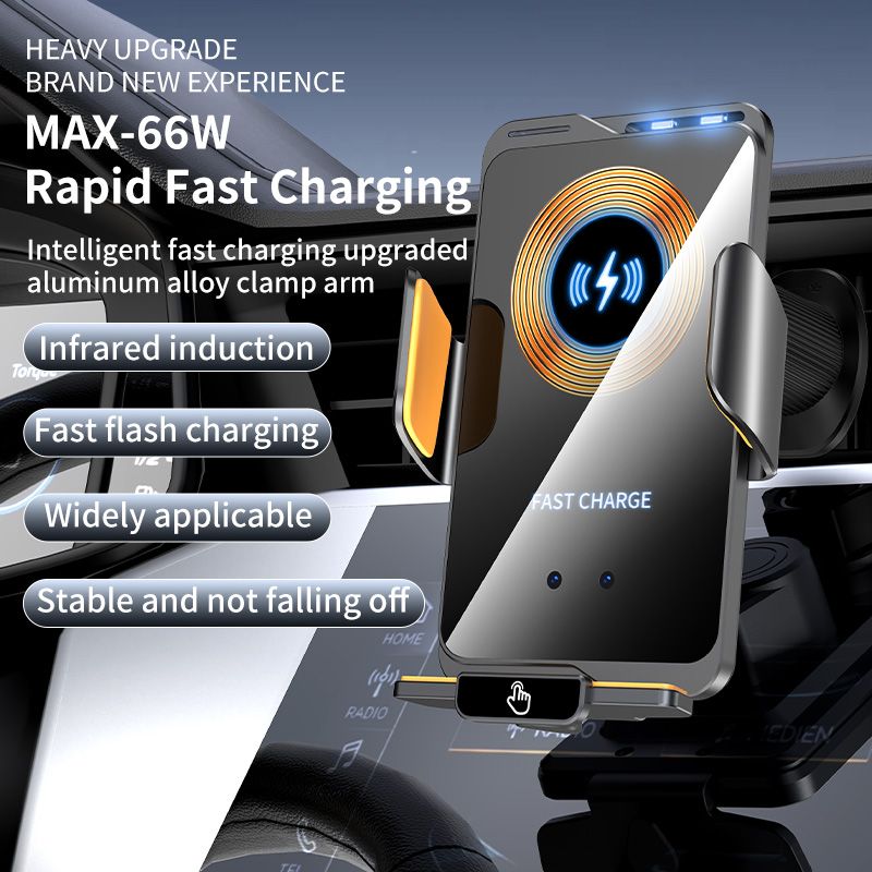 F2 Auto Clamping Wireless Car Charger Mount, 66W High Power,black