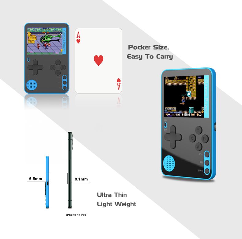 K10 Handheld Retro Game Console Built-in Classic Games,blue