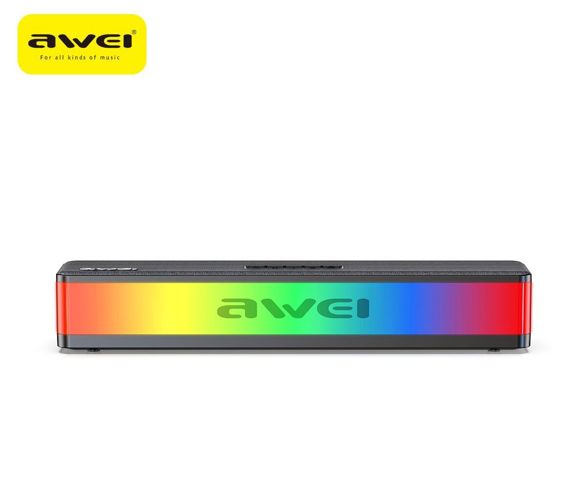 AWEI KA23 Wireless Bluetooth Soundbar, RGB Dynamic Lighting Stereo Speaker,black