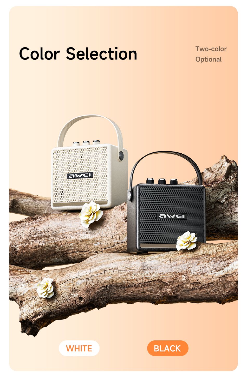 AWEI KA30 Mini Retro Bluetooth Speaker,white