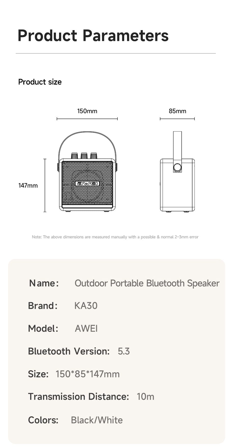 AWEI KA30 Mini Retro Bluetooth Speaker,white
