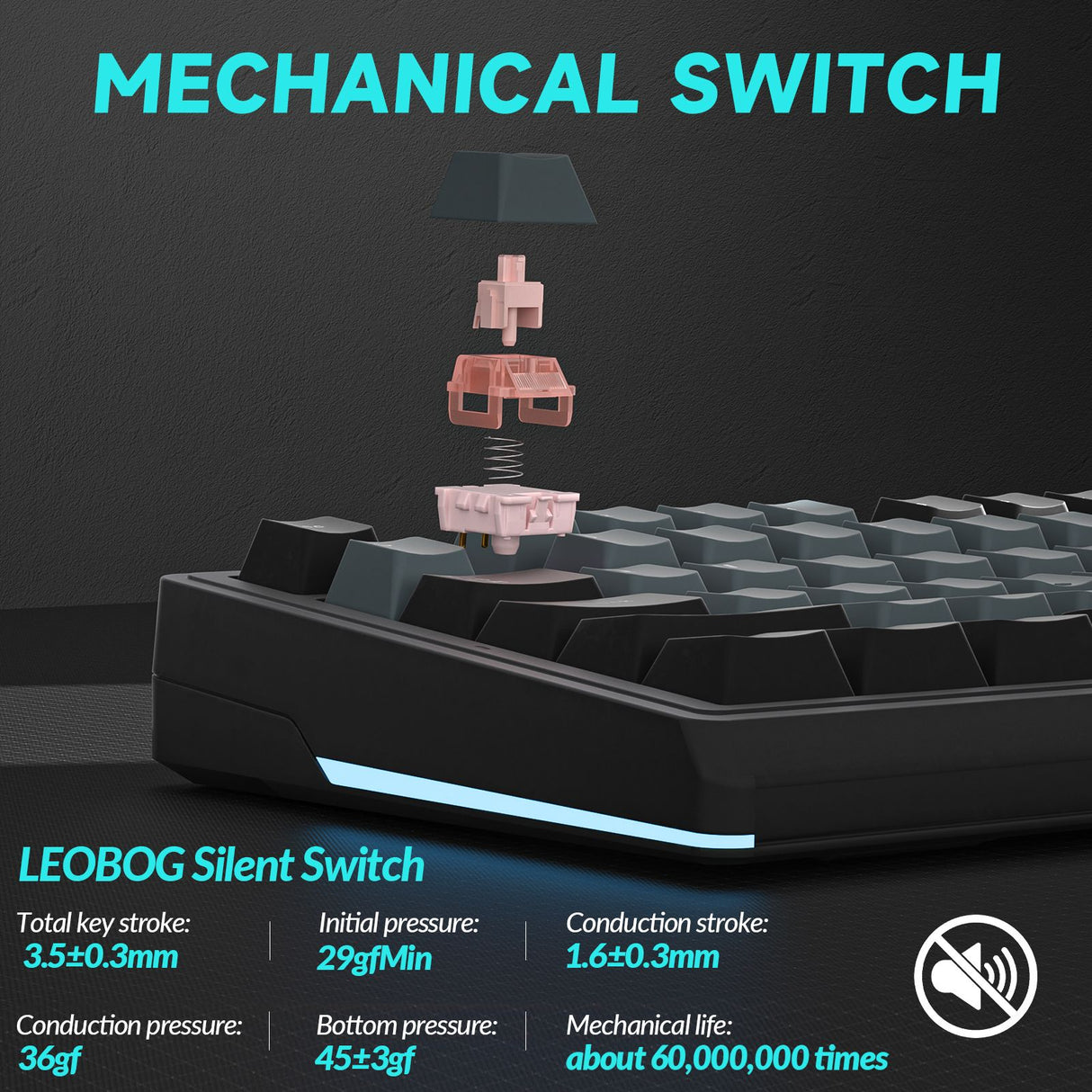 Solakaka Ki99pro 3‑Mode RGB Mechanical Keyboard, Gray‑Blue