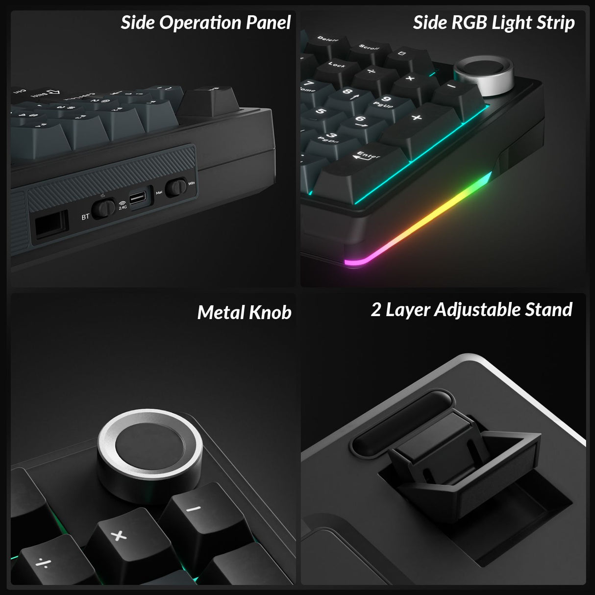 Solakaka Ki99pro 3‑Mode RGB Mechanical Keyboard, Gray‑Blue