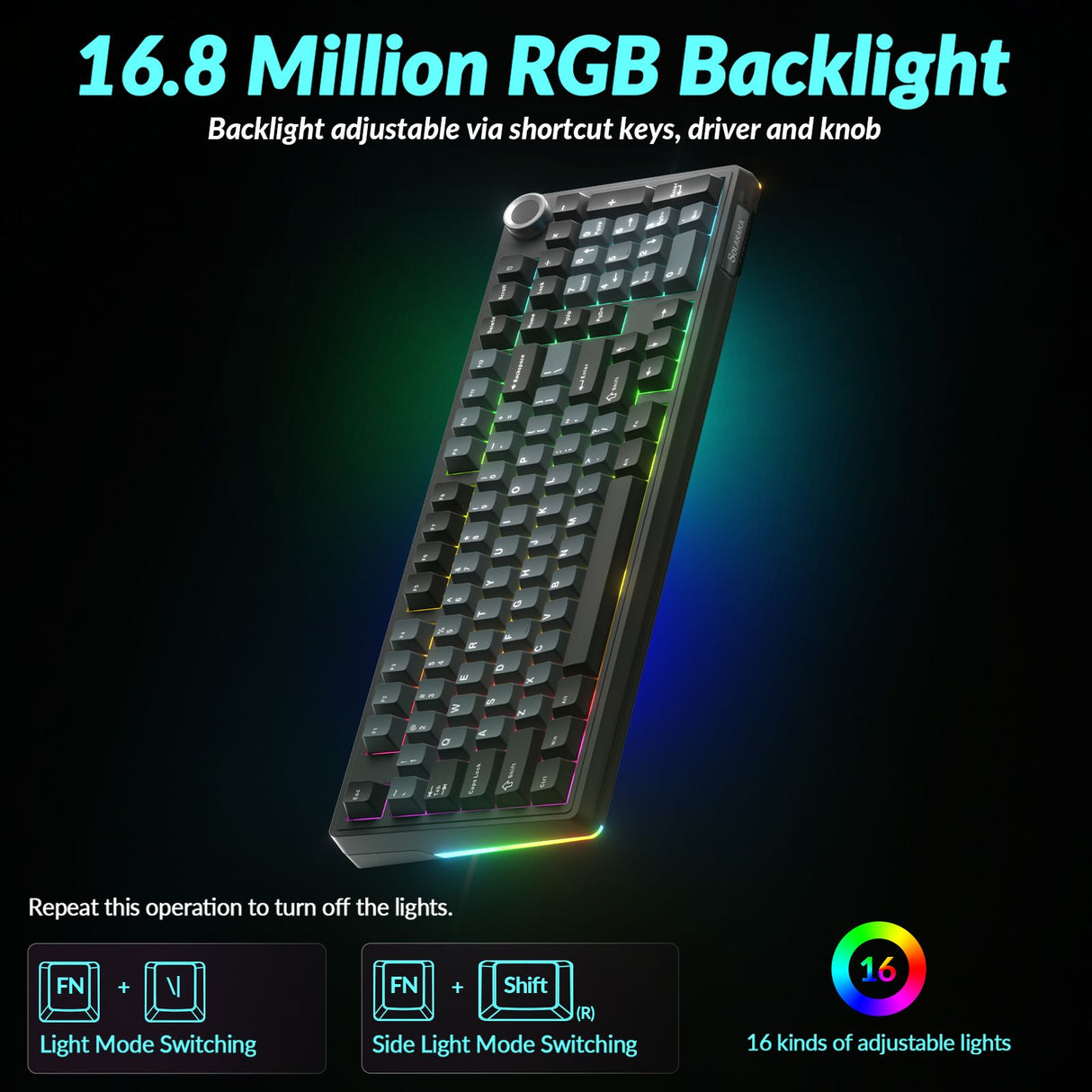 Solakaka Ki99pro 3‑Mode RGB Mechanical Keyboard, Gray‑Blue