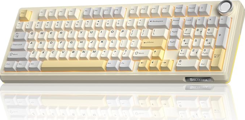 Solakaka Ki99pro 3‑Mode RGB Mechanical Keyboard, Orange-White