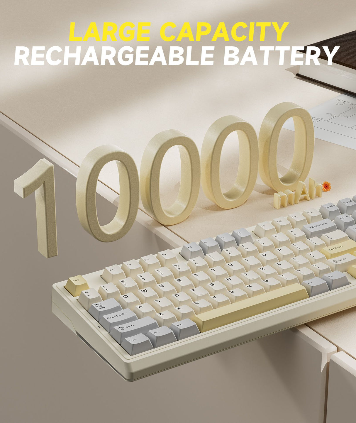 Solakaka Ki99pro 3‑Mode RGB Mechanical Keyboard, Orange-White