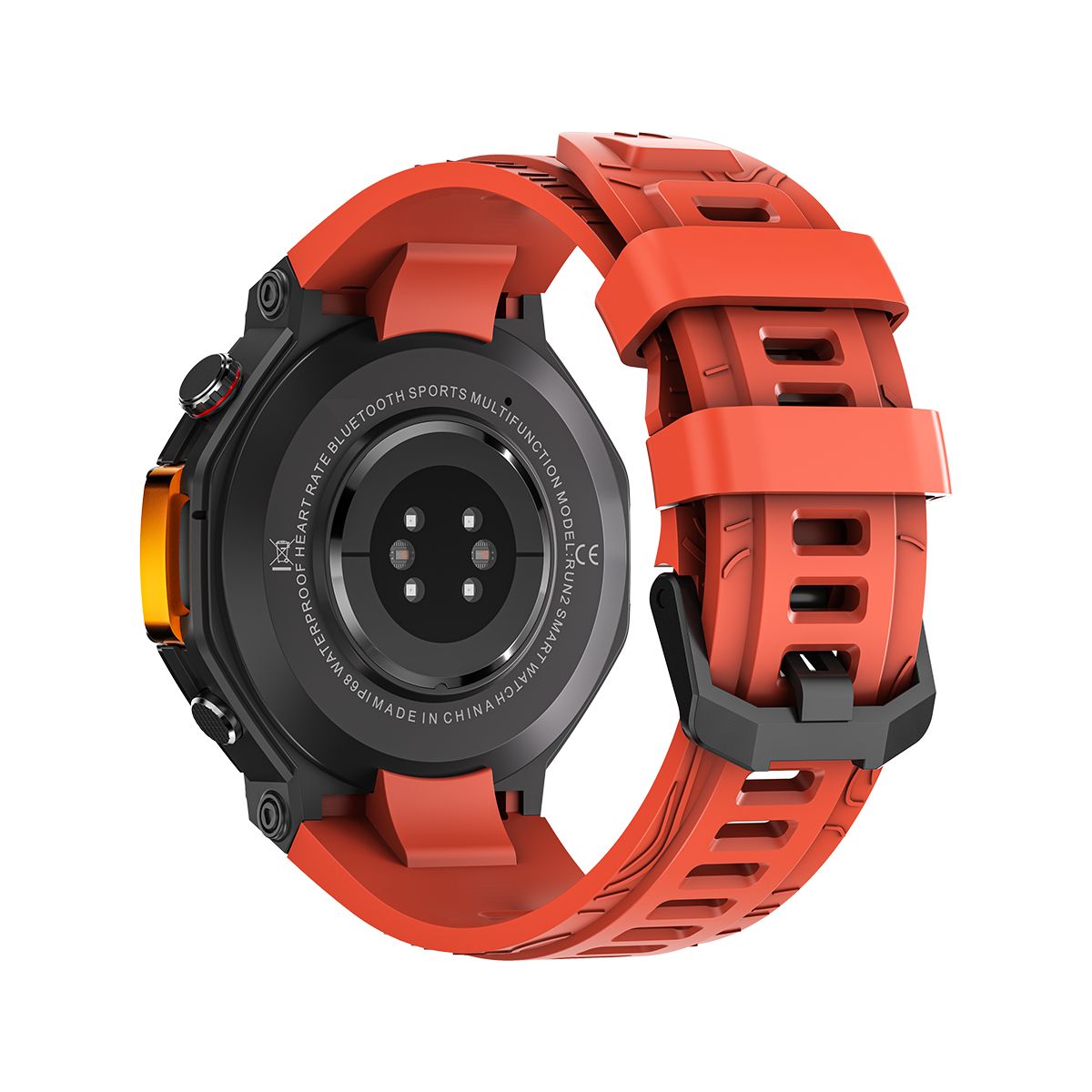 M-Rex4 Men Rugged GPS Smart Watch, 5ATM Waterproof Bluetooth Call Fitness Tracker Heart Rate Sleep Monitor,Orange Red