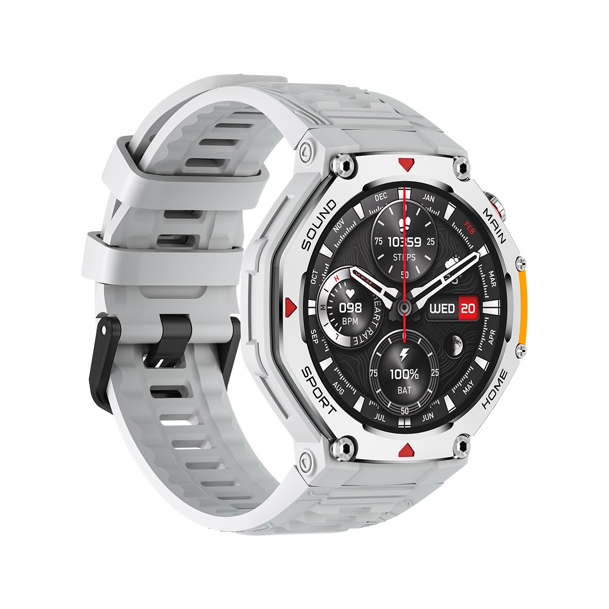 M-Rex4 Men Rugged GPS Smart Watch, 5ATM Waterproof Bluetooth Call Fitness Tracker Heart Rate Sleep Monitor,white