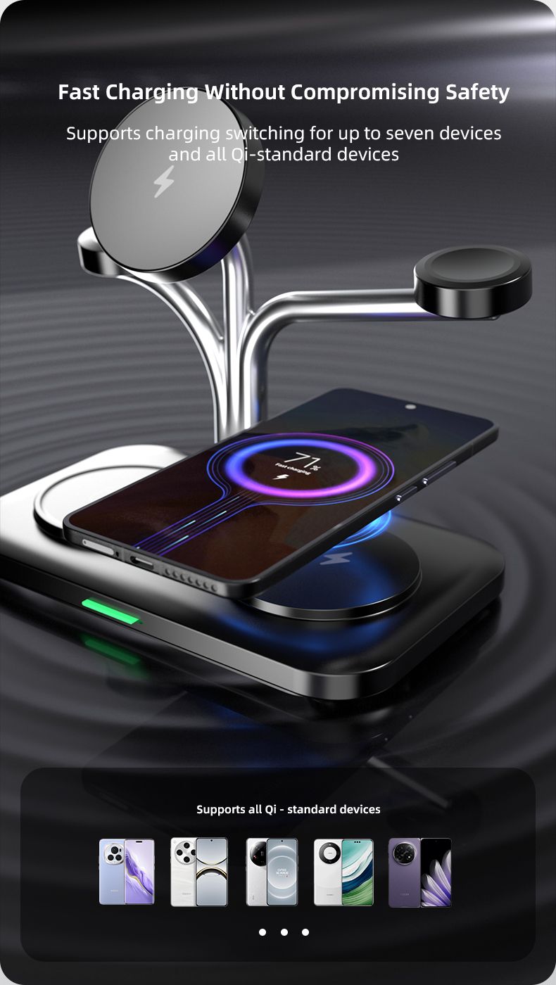 OC22 5-in-1 Wireless Charging Stand Multi Device Fast Charging Dock,black