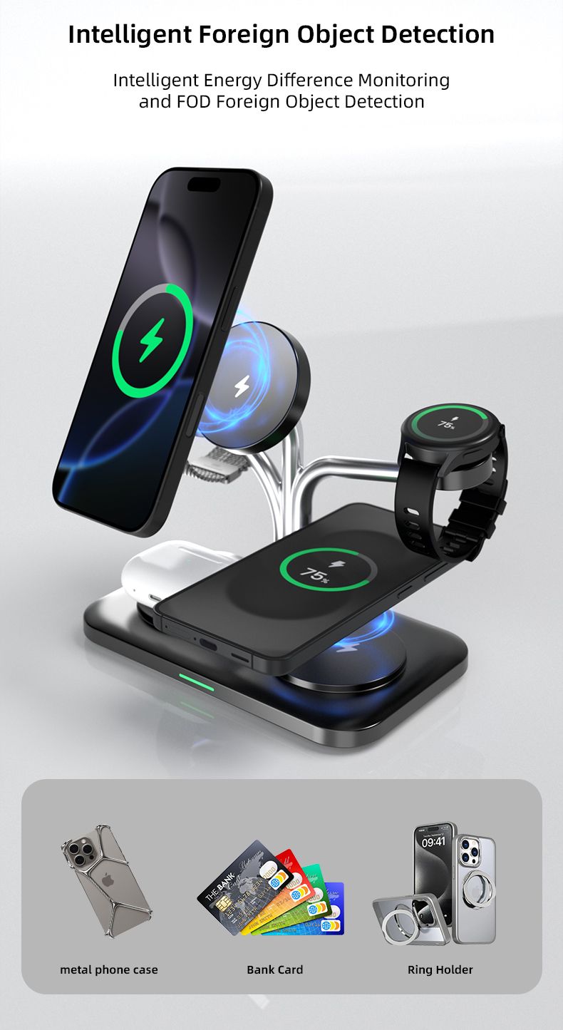 OC22 5-in-1 Wireless Charging Stand Multi Device Fast Charging Dock,white