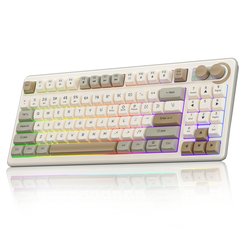 SOLAKAKA SK90 75% Compact Wireless Keyboard with Independent Number Pad,cream