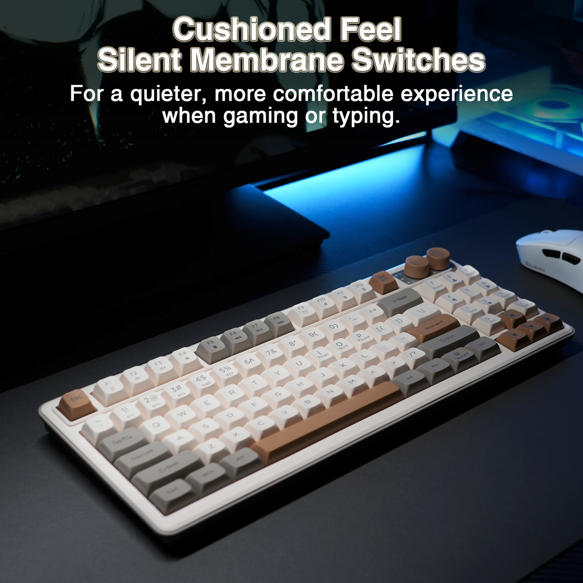 SOLAKAKA SK90 75% Compact Wireless Keyboard with Independent Number Pad,cream