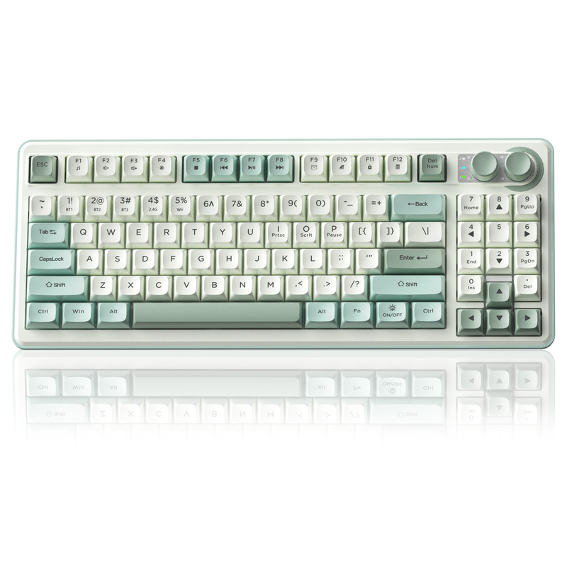 SOLAKAKA SK90 75% Compact Wireless Keyboard with Independent Number Pad,Green & White