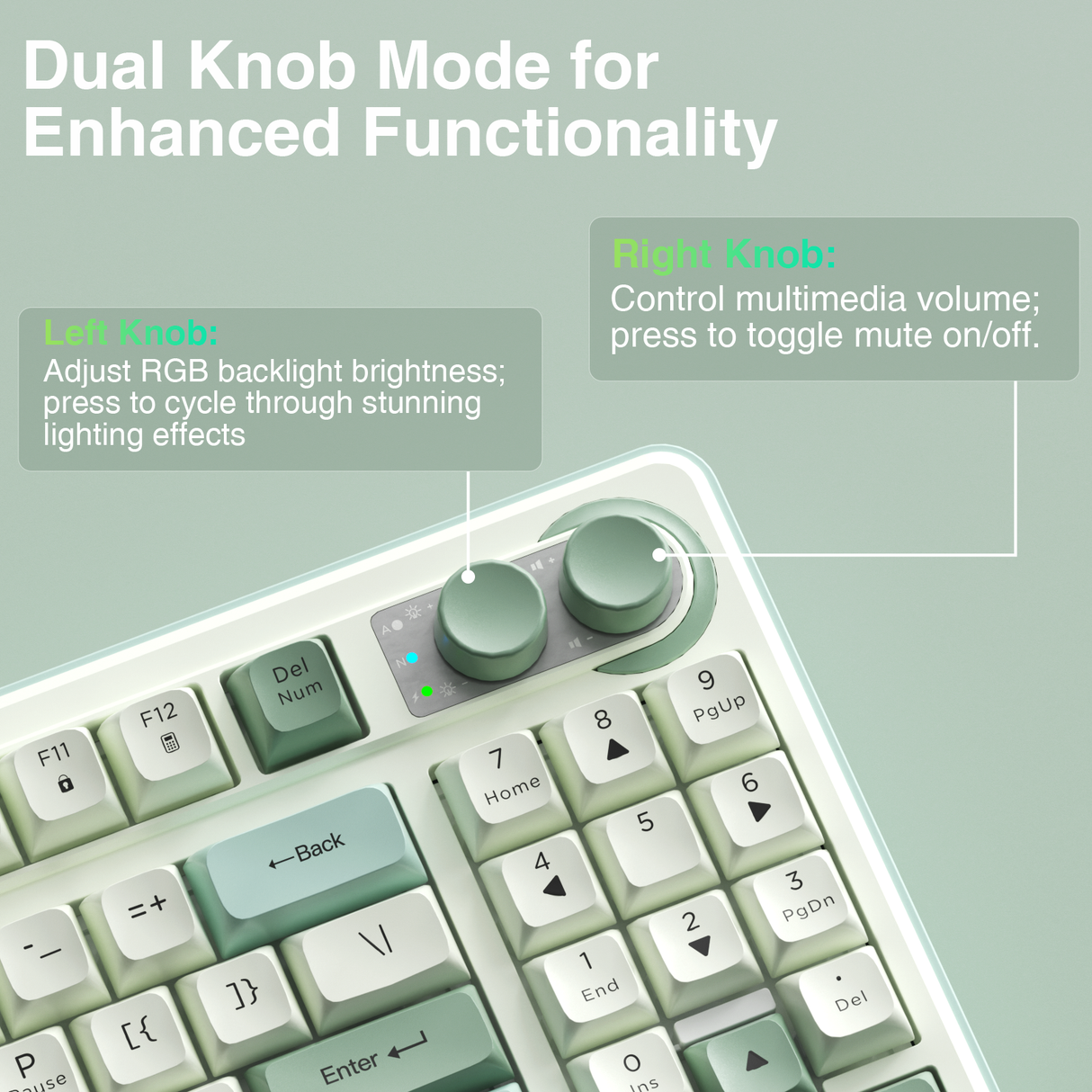 SOLAKAKA SK90 75% Compact Wireless Keyboard with Independent Number Pad,Green & White