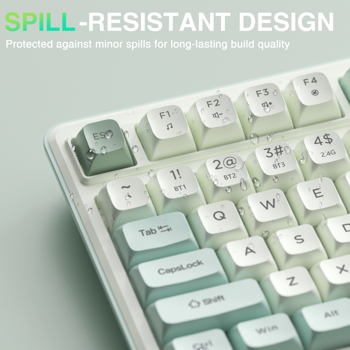 SOLAKAKA SK90 75% Compact Wireless Keyboard with Independent Number Pad,Green & White