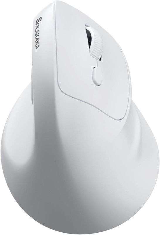 SOLAKAKA SM520 Tri-Mode Vertical Ergonomic Mouse, 24000 DPI Programmable Wireless Vertical Mouse,white