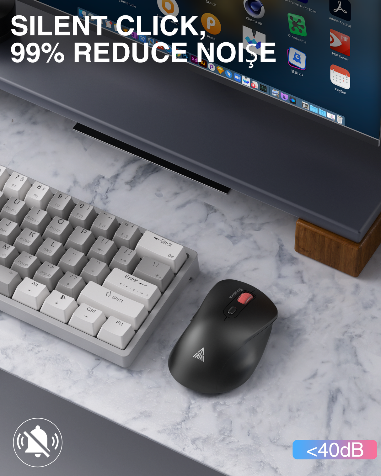 SM66 Dual Mode Wireless Gaming Mouse, Rechargeable RGB Ergonomic Mice with Adjustable DPI ,black