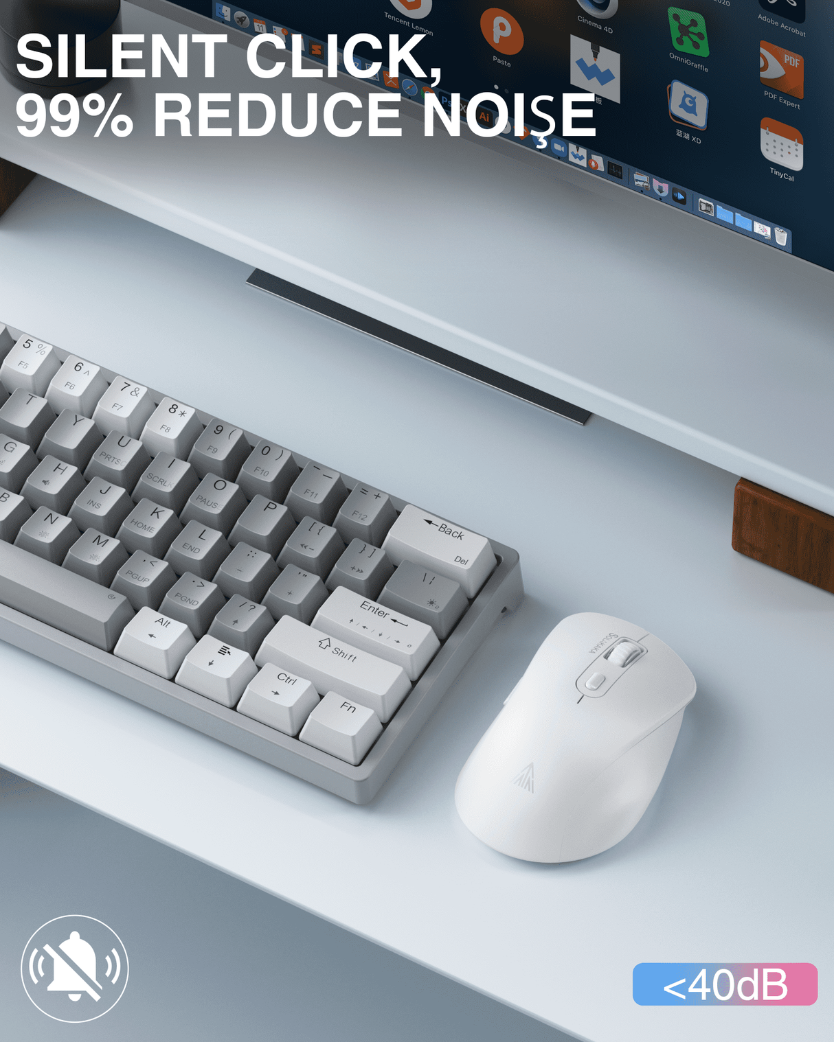 SM66 Dual Mode Wireless Gaming Mouse, Rechargeable RGB Ergonomic Mice with Adjustable DPI ,white