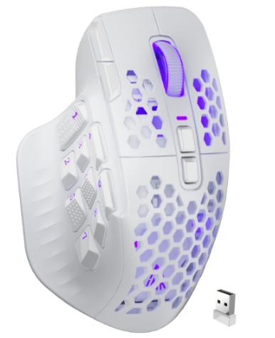 SM809pro Tri-Mode Wireless Gaming Mouse, Adjustable DPI RGB Backlight,white