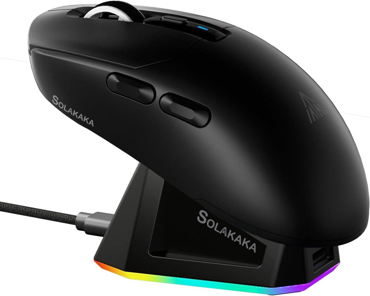 SOLAKAKA SM820 Wireless Gaming Mouse with RGB Charging Dock,24000 DPI Tri-Modes Wireless Mouse,black