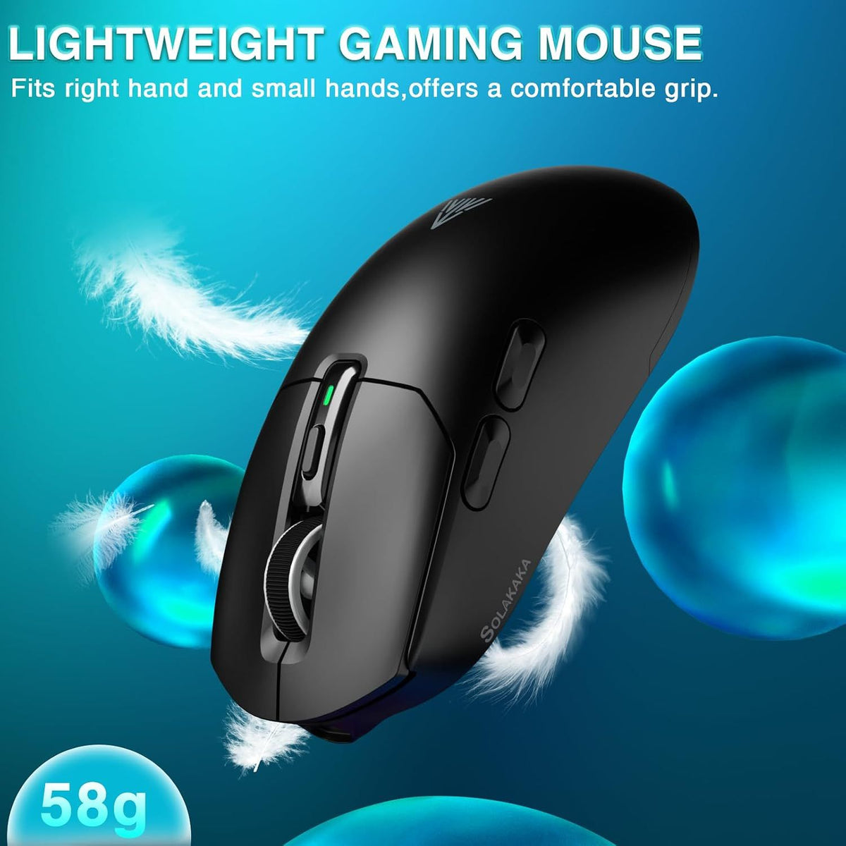 SOLAKAKA SM820 Wireless Gaming Mouse with RGB Charging Dock,24000 DPI Tri-Modes Wireless Mouse,black