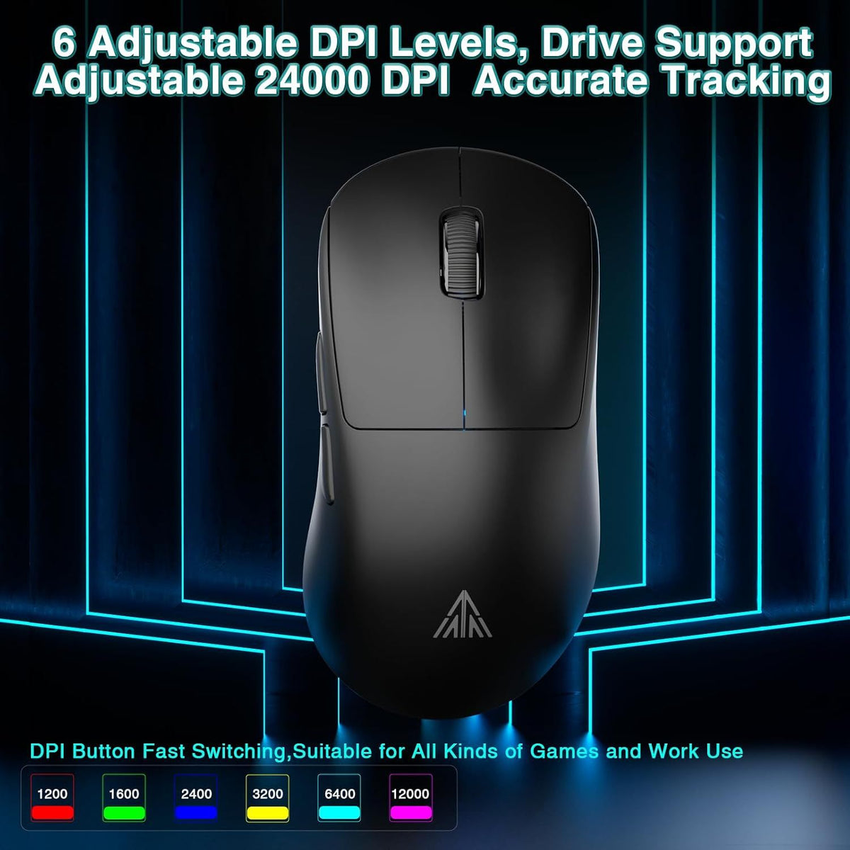 SOLAKAKA SM850 Ergonomic Tri-Mode Wireless RGB Gaming Mouse,black