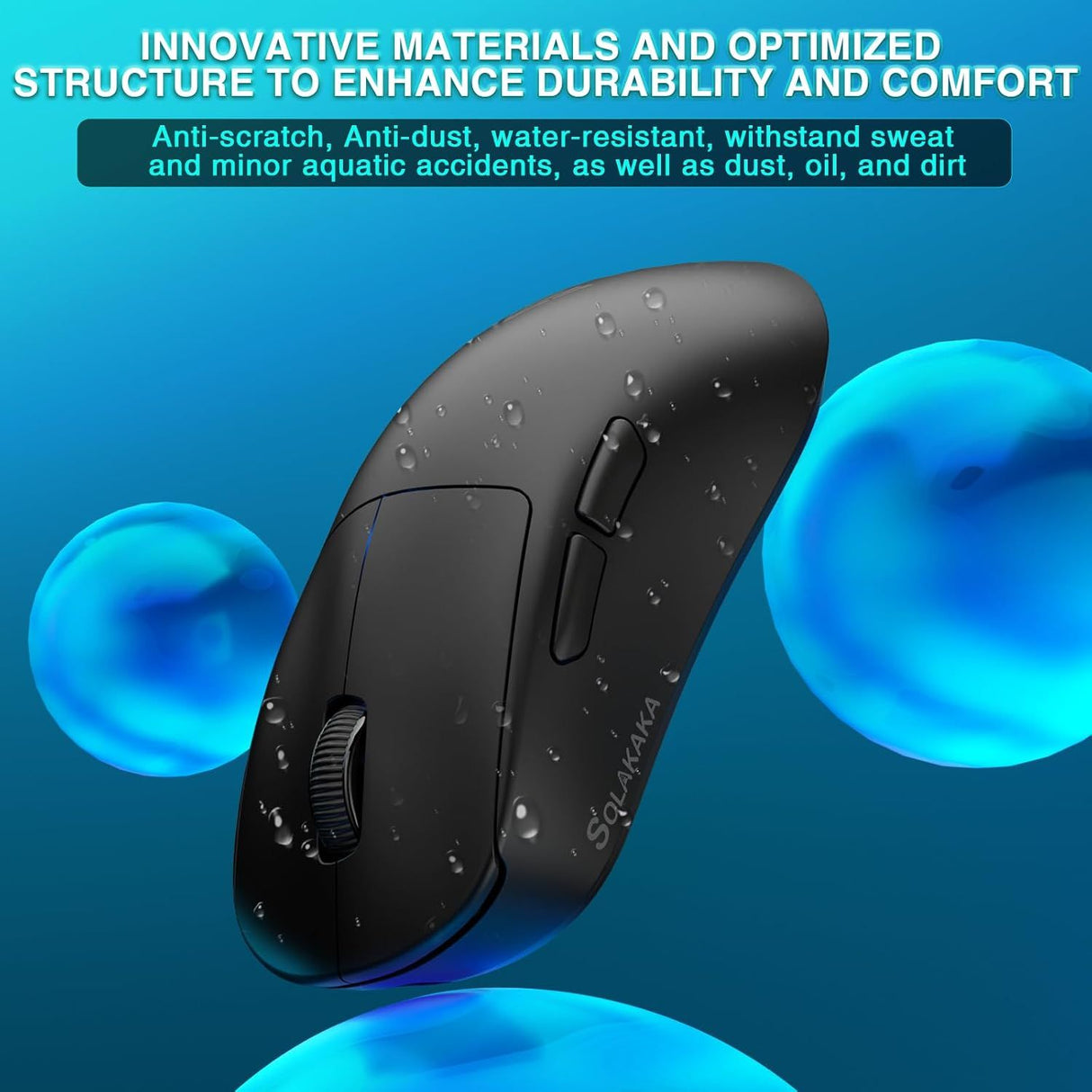 SOLAKAKA SM850 Ergonomic Tri-Mode Wireless RGB Gaming Mouse,black