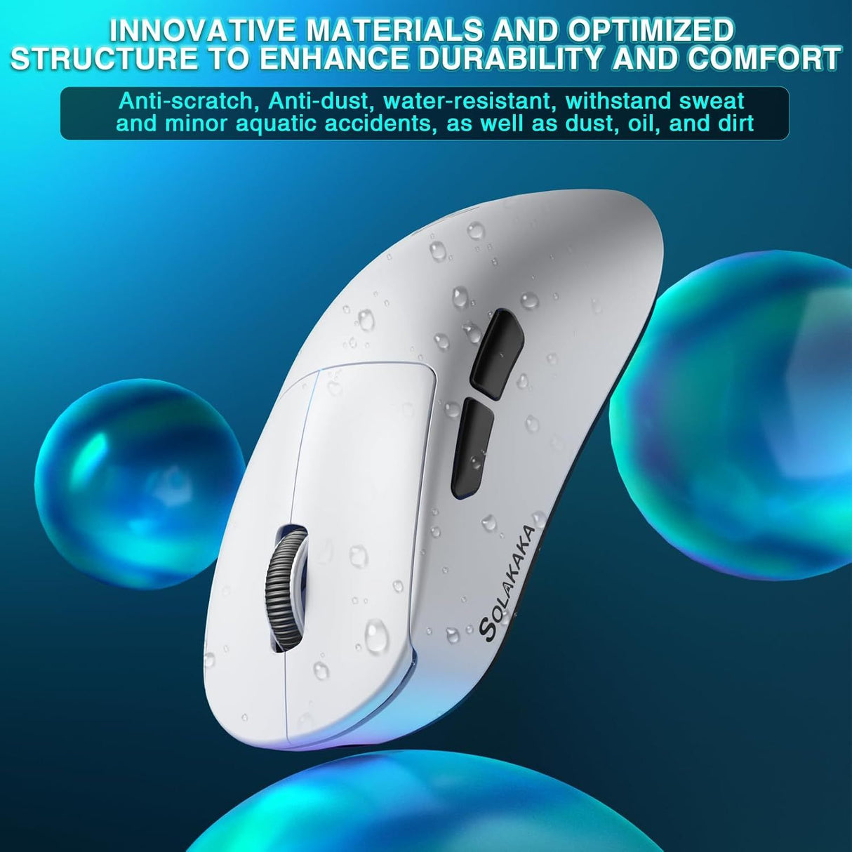 SOLAKAKA SM850 Ergonomic Tri-Mode Wireless RGB Gaming Mouse,white