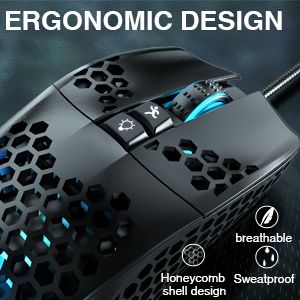 SOLAKAKA SM900 Wired Gaming Mouse with Honeycomb Shell,black