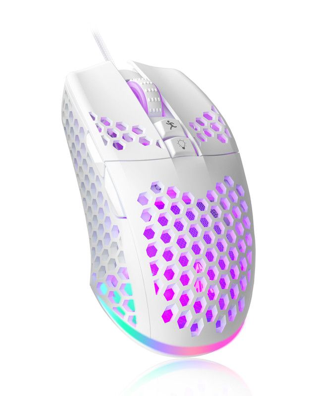 SOLAKAKA SM900 Wired Gaming Mouse with Honeycomb Shell,white