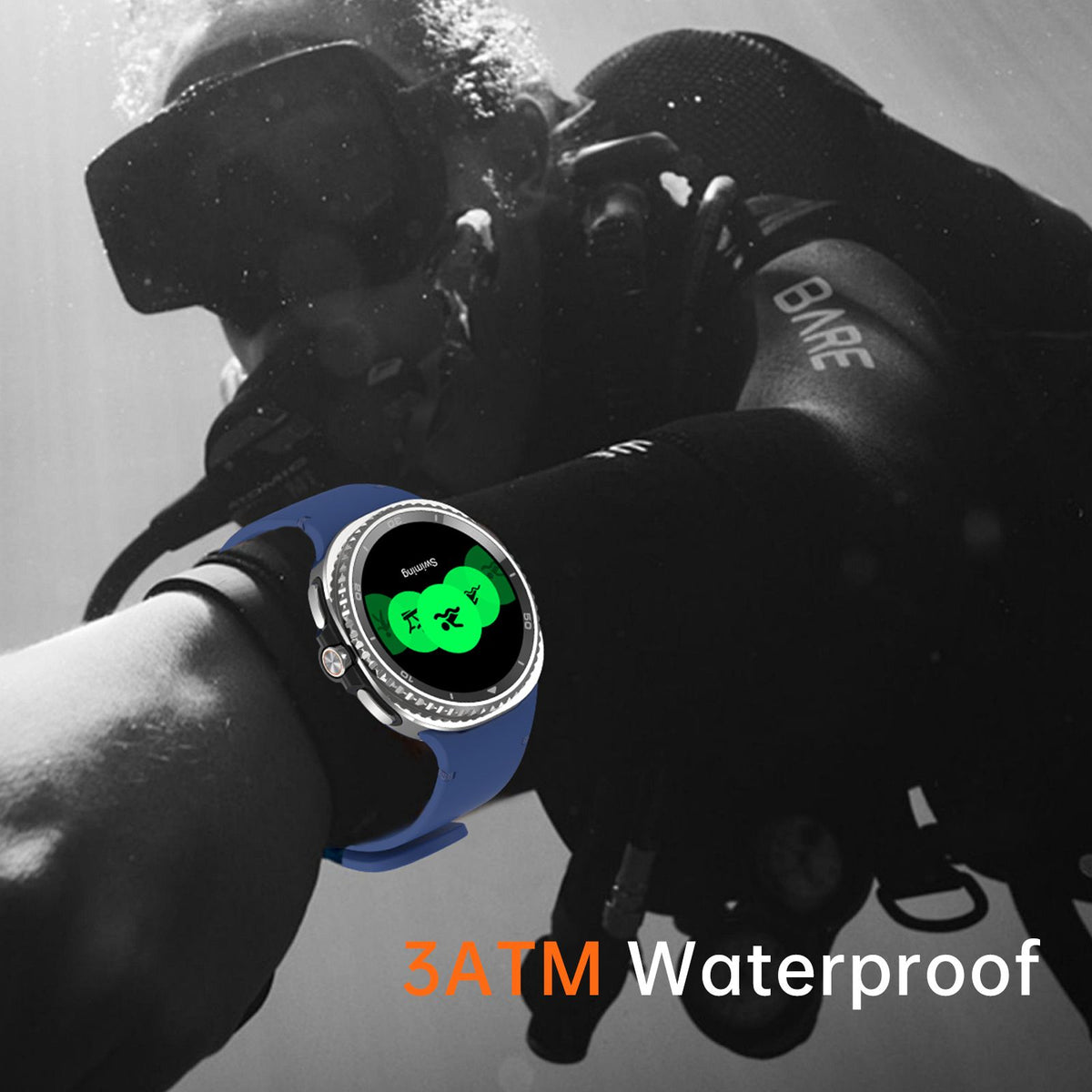 Watch8Classic-SU02 Smart Watch, Full Touch Screen Silicone Sports Wrist Watch for Men Women,Green