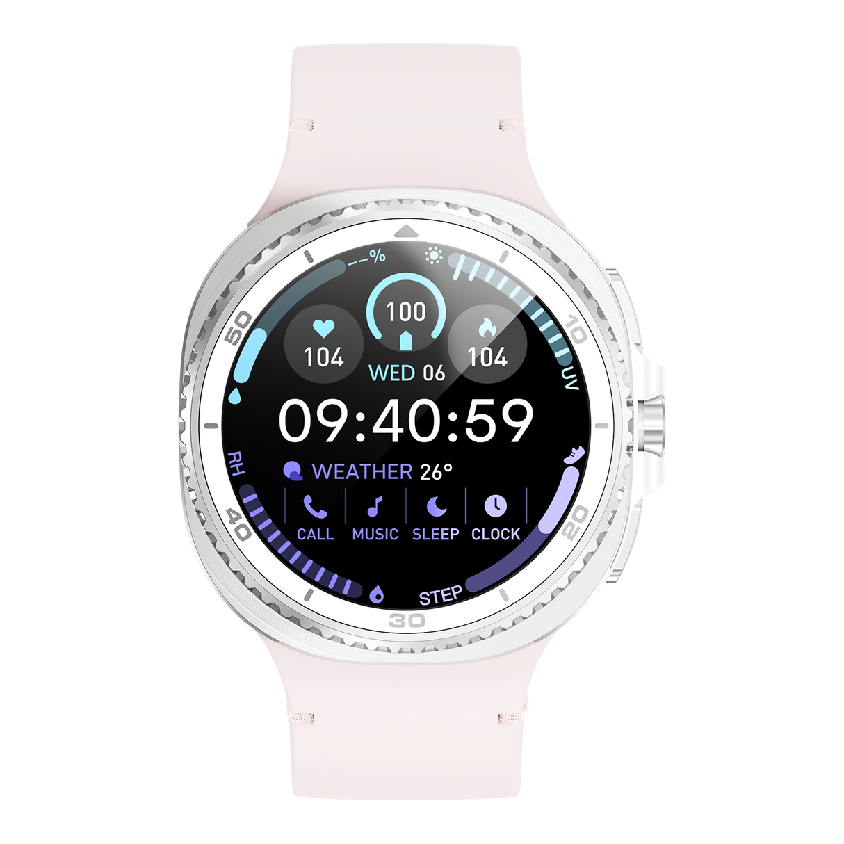 Watch8Classic-SU02 Smart Watch, Full Touch Screen Silicone Sports Wrist Watch for Men Women,Pink