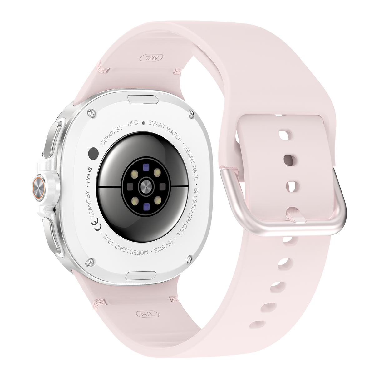 Watch8Classic-SU02 Smart Watch, Full Touch Screen Silicone Sports Wrist Watch for Men Women,Pink