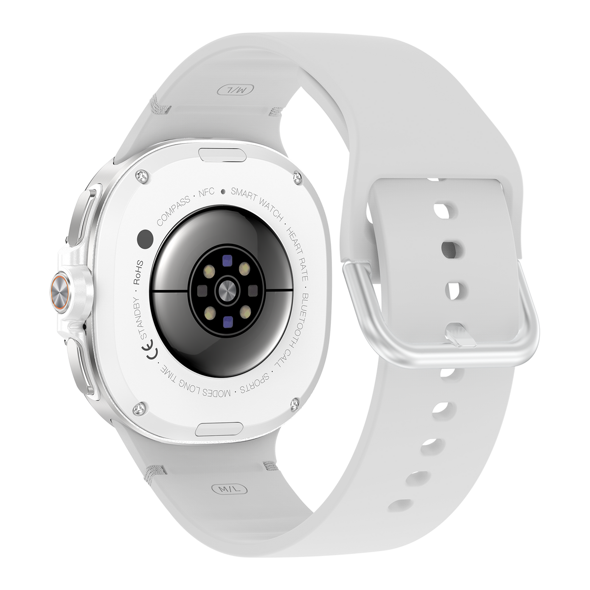 Watch8Classic-SU02 Smart Watch, Full Touch Screen Silicone Sports Wrist Watch for Men Women,White