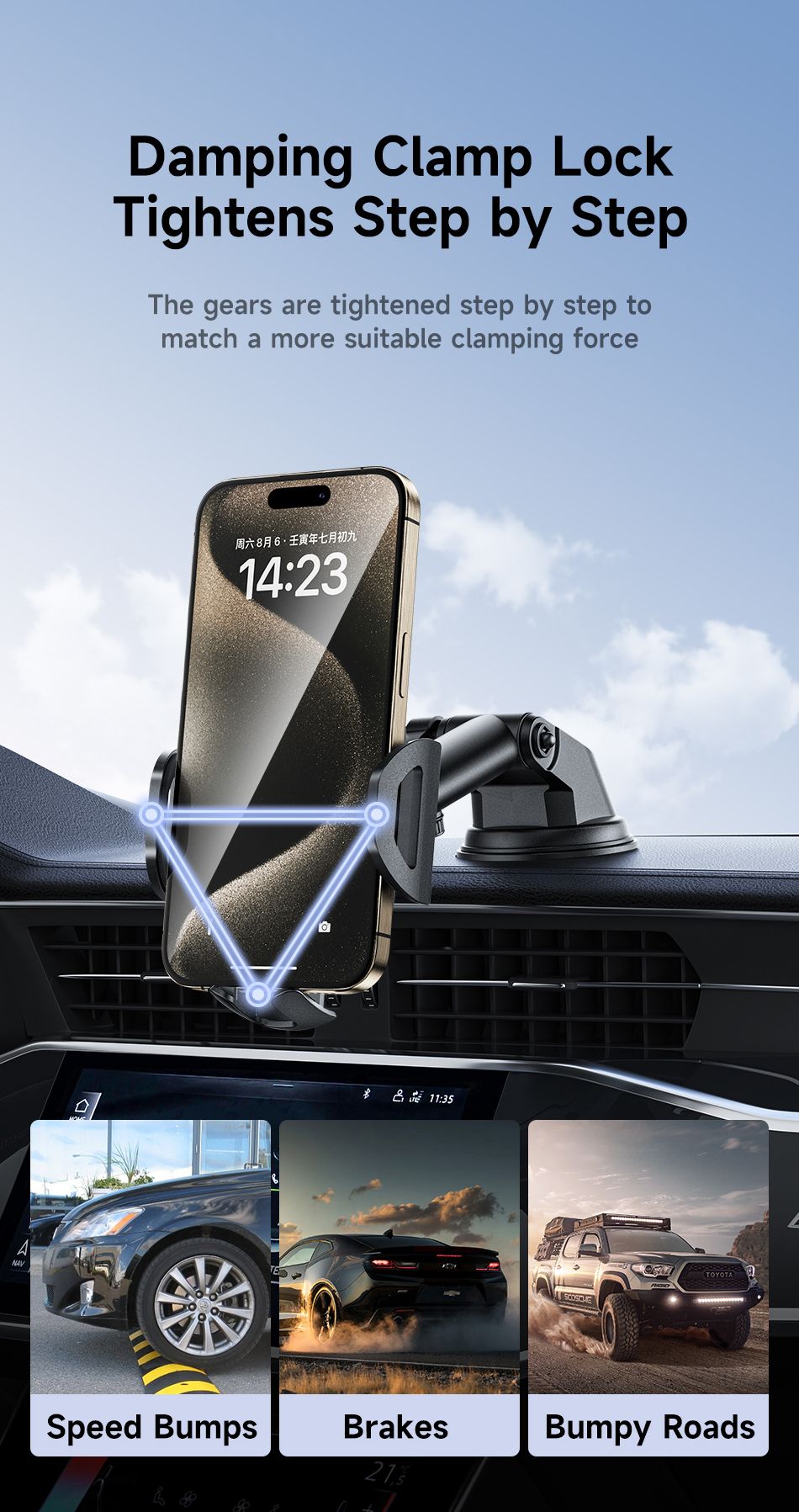 X72 360° Rotation Car Phone Holder, Auto Lock Air Vent Mount for All Mobile Phones,black