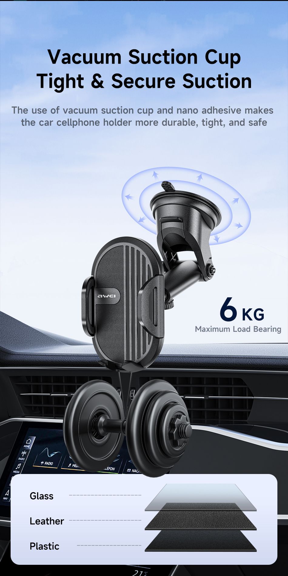 X72 360° Rotation Car Phone Holder, Auto Lock Air Vent Mount for All Mobile Phones,black