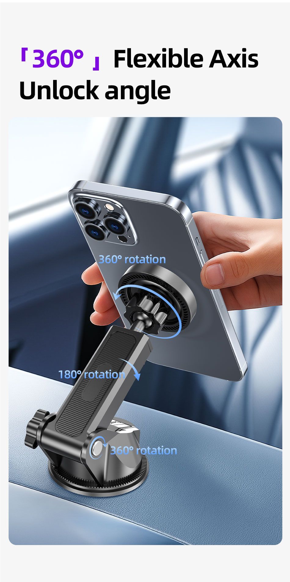 AWEI X88 Suction Cup Car Mount, Windshield Dashboard Universal Cell Phone Holder,black