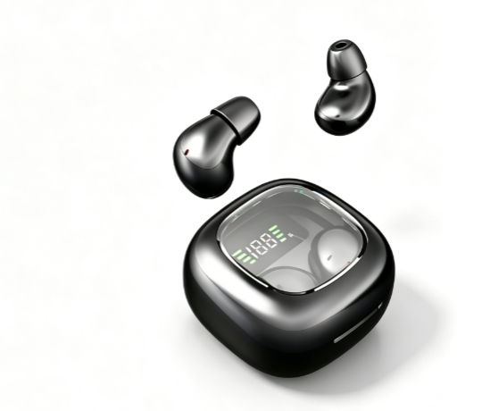 Y19 Mini Hidden Sleep Wireless Bluetooth Earbuds with LED Digital Display,black
