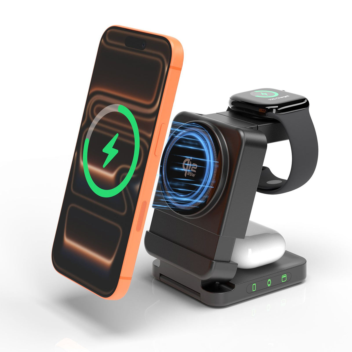 YF3 25W Foldable Rotatable Wireless Charger 3 in 1 Multi Device Charging Dock,black