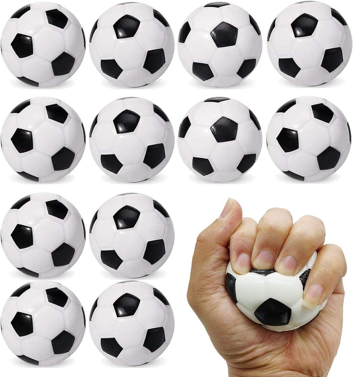 12 Pack 2.5-inch Stress Soccer Balls Small Soft Foam Sports Balls (6.3 cm, Black and White)
