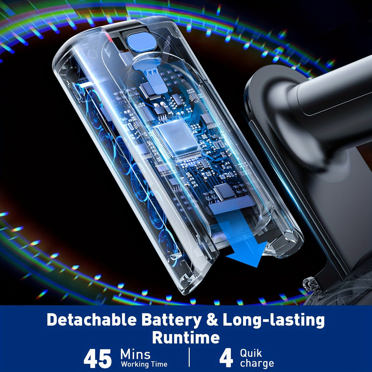 Cordless Vacuum Cleaner, 8 In 1 Powerful Suction Lightweight Vacuum Cleaner For Home, Led Display, 3 Suction Modes, 55Kpa Powerful Suction,45mins Detachable Battery Vacuum For Hard Floor Carpet Pet Hair