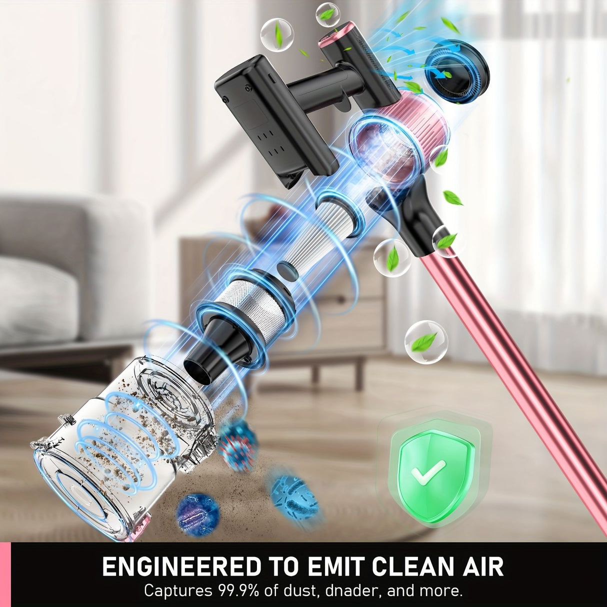 Cordless Vacuum Cleaner, 8 in 1 Powerful Suction Lightweight Vacuum Cleaner for Home, 55Kpa Powerful Suction,LED Display, 3 Suction Modes, 45Mins Detachable Battery Vacuum for Hard Floor Carpet Pet Hair
