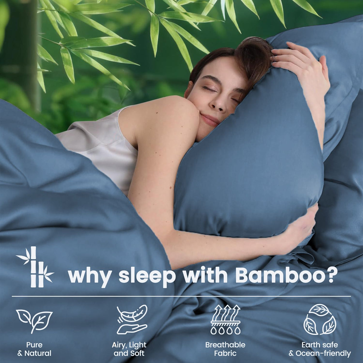 4 Piece Ultra Soft Bamboo Breathable Sheet Set -Hotel 2000TC Breathable Bed Sheets Set with 37 Centimetre Deep Pocket-Breathable Sheets for Hot Sleepers(Navy,Double)