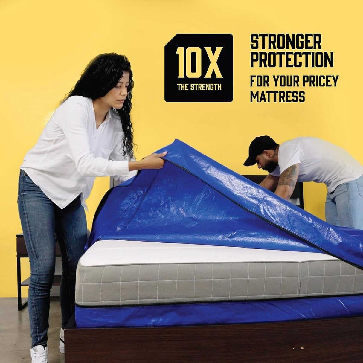 Mattress Bag Mattresses Protector Plastic Moving Storage Dust Cover Carry Bed Waterproof Zipper Packing Reusable Disposal, Extra Thick Heavy Duty, with Handles(King)