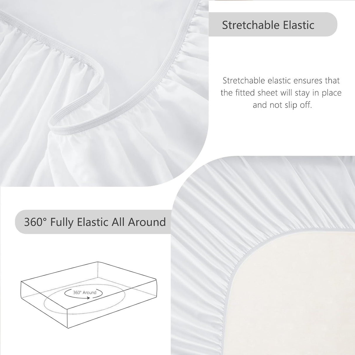 Hotel Soft Bed Sheet Set- Bedding Sheets & Pillowcases -Breathable Bedding - Wrinkle, Fade, Stain Resistant-Deep Pocket Flat Fitted Bed Sheet Set(Raw white,King)