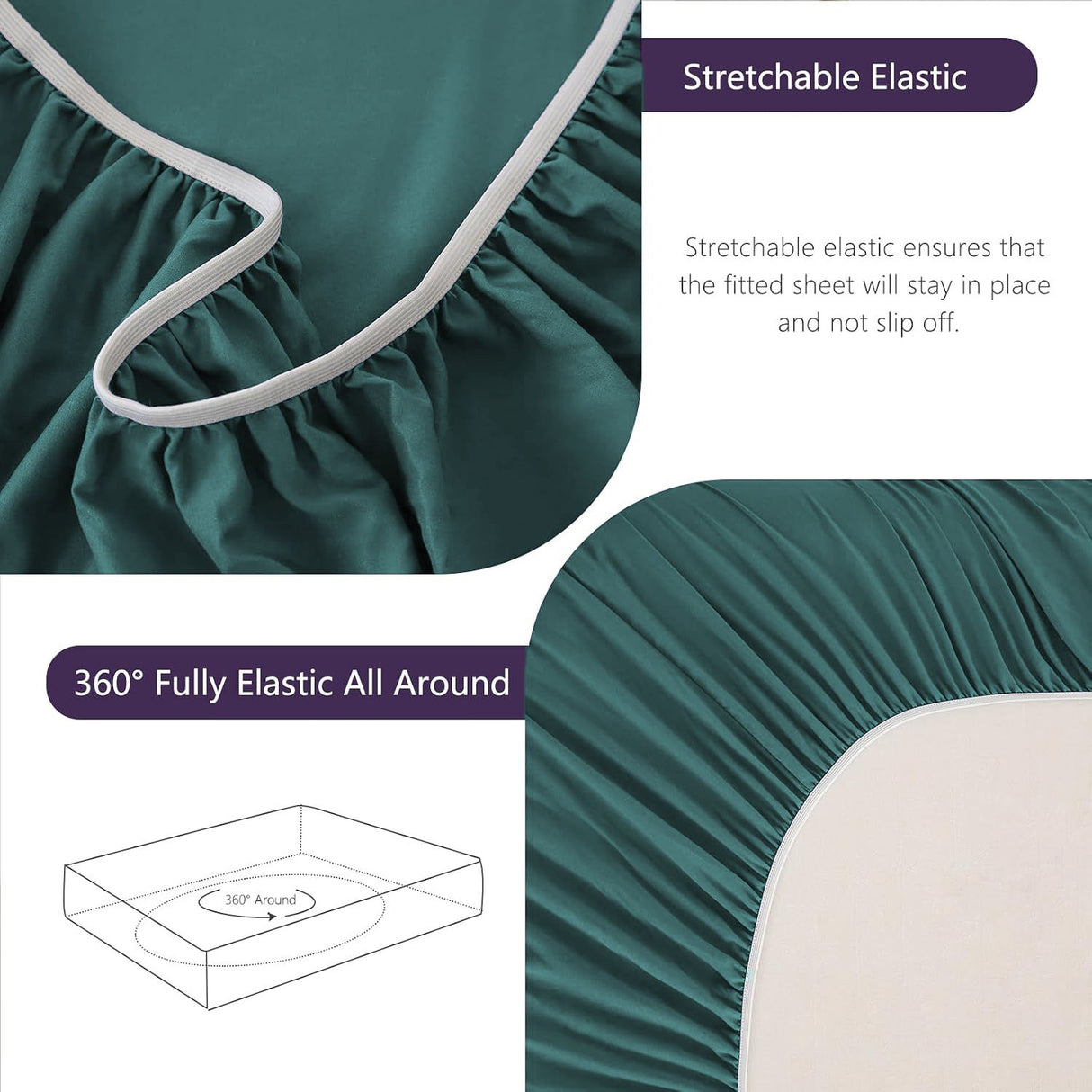 Hotel Soft Bed Sheet Set- Bedding Sheets & Pillowcases -Breathable Bedding - Wrinkle, Fade, Stain Resistant-Deep Pocket Flat Fitted Bed Sheet Set(Biscay blue,King)