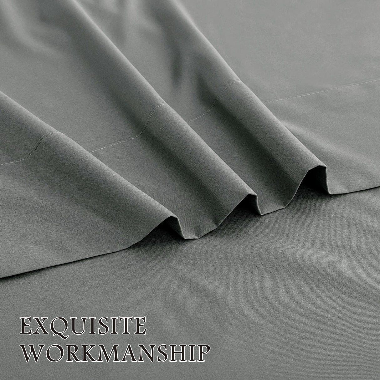 4 Piece Bed Sheet Set- Bedding Sheets & Pillowcases -Breathable Bedding - Wrinkle, Fade, Stain Resistant-Deep Pocket Flat Fitted Bed Sheet Set(Grey,King)
