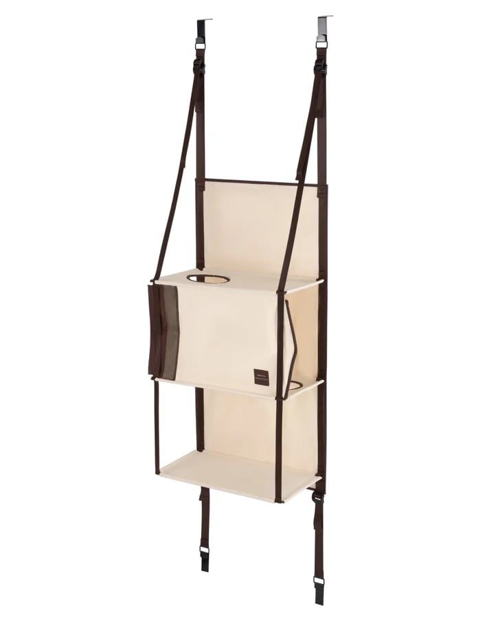 Space-Saving Over-the-Door Cat Hammock with Three Cozy Tiers, Breathable Mesh Lounges, and Sturdy Metal Frame for Multi-Cat Households, Perfect for Indoor Play and Rest Without Floor Footprint. (Beige)